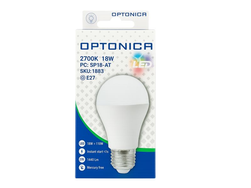 Bec LED Optonica 18W, E27, Lumină Caldă, Consum Redus