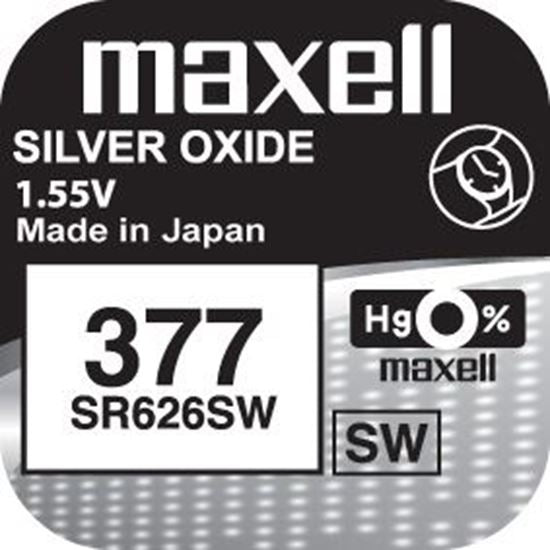 Baterie Maxell V377 (AG4) – 1.55V, oxid de argint, pentru ceasuri și electronice de precizie