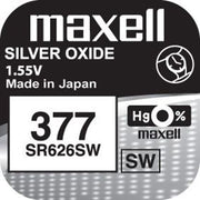 Baterie Maxell V377 (AG4) – 1.55V, oxid de argint, pentru ceasuri și electronice de precizie