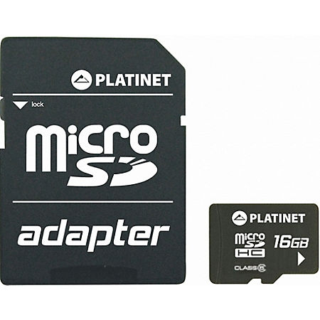 Card MicroSDHC 16GB Platinet cu adaptor SD, viteză stabilă și compatibilitate universală