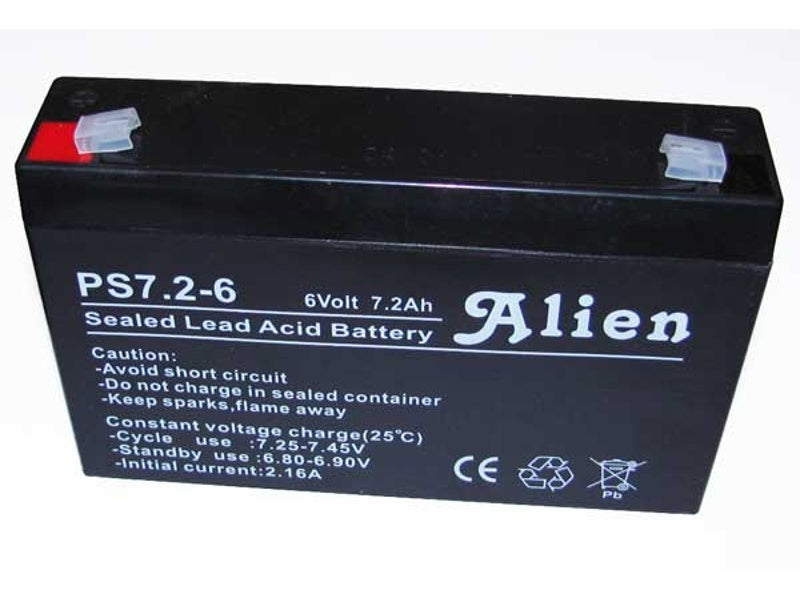 Acumulator plumb-acid 6V – 7.2Ah – Alien – baterie sigilată SLA VRLA pentru jucării, iluminat și echipamente 6V