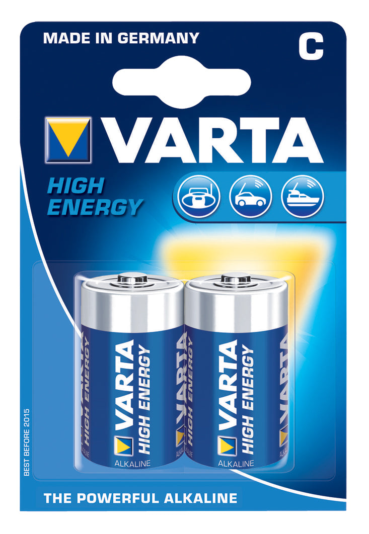 Set 2 baterii Varta High Energy Longlife Power R14 – C 1.5V, putere pentru consum ridicat