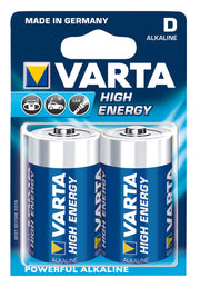 Set 2 baterii Varta High Energy Longlife Power R20 – D 1.5V, energie maximă pentru consum ridicat