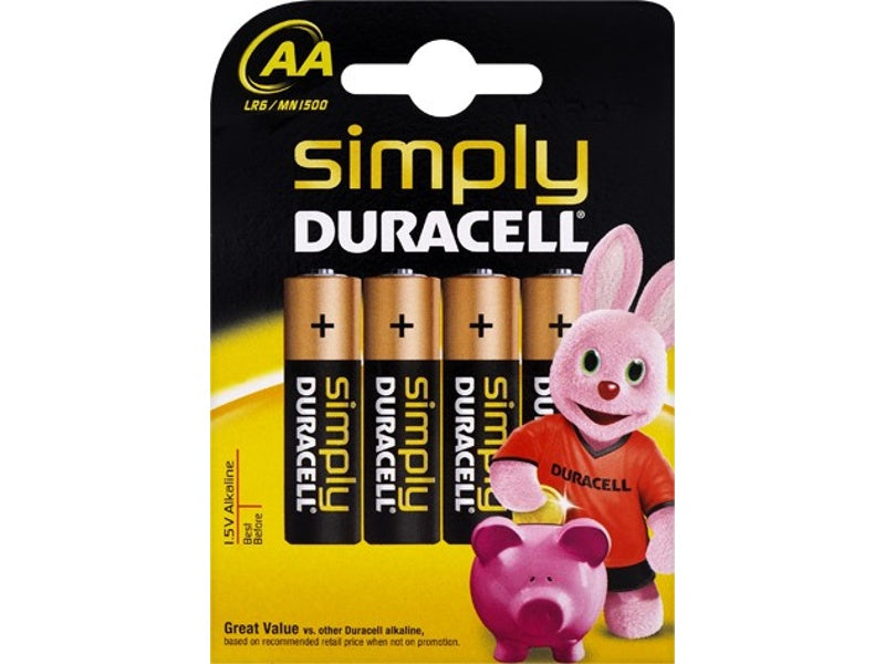 Set 4 baterii R6 Duracell Simply – AA 1.5V