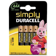 Set 4 baterii R3 Duracell Simply – AAA 1.5V, soluție fiabilă pentru uz zilnic