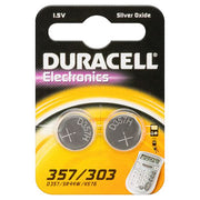 Set 2 baterii ceas Duracell 357/303 AG13 – 1.5V, argint-oxid, durată lungă