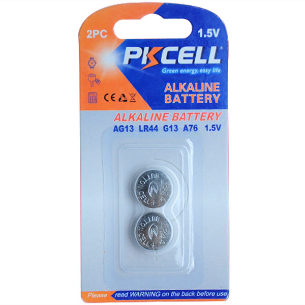 Baterii AG13 PKCELL – Set 2 bucăți, alcaline 1.5V pentru jucării, ceasuri și electronice mici