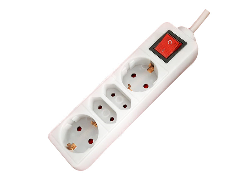 Prelungitor 2 Schuko + 2 Euro 1.5m cu întrerupător Alien – protecție suprasarcină