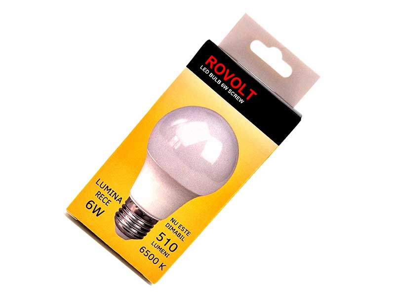 Bec LED Rovolt 6W, E27, Alb Rece 6400K, 510lm