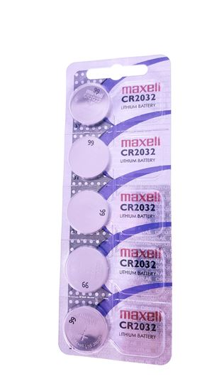 Baterii 3V CR2032 Maxell – set 5 bucăți, litiu, durată mare