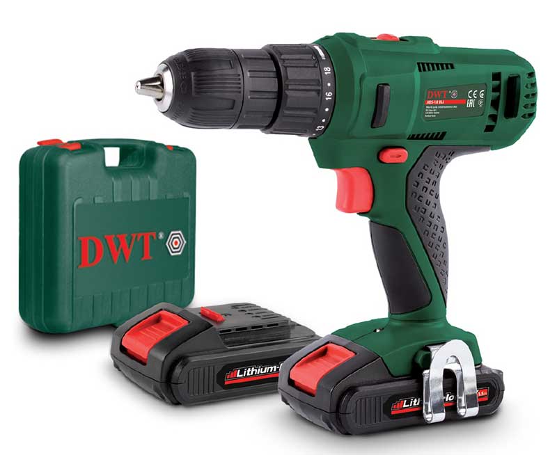 Bormașină cu acumulator 18V 1.5Ah DWT – 45 Nm, 2 trepte, 2 acumulatori Samsung