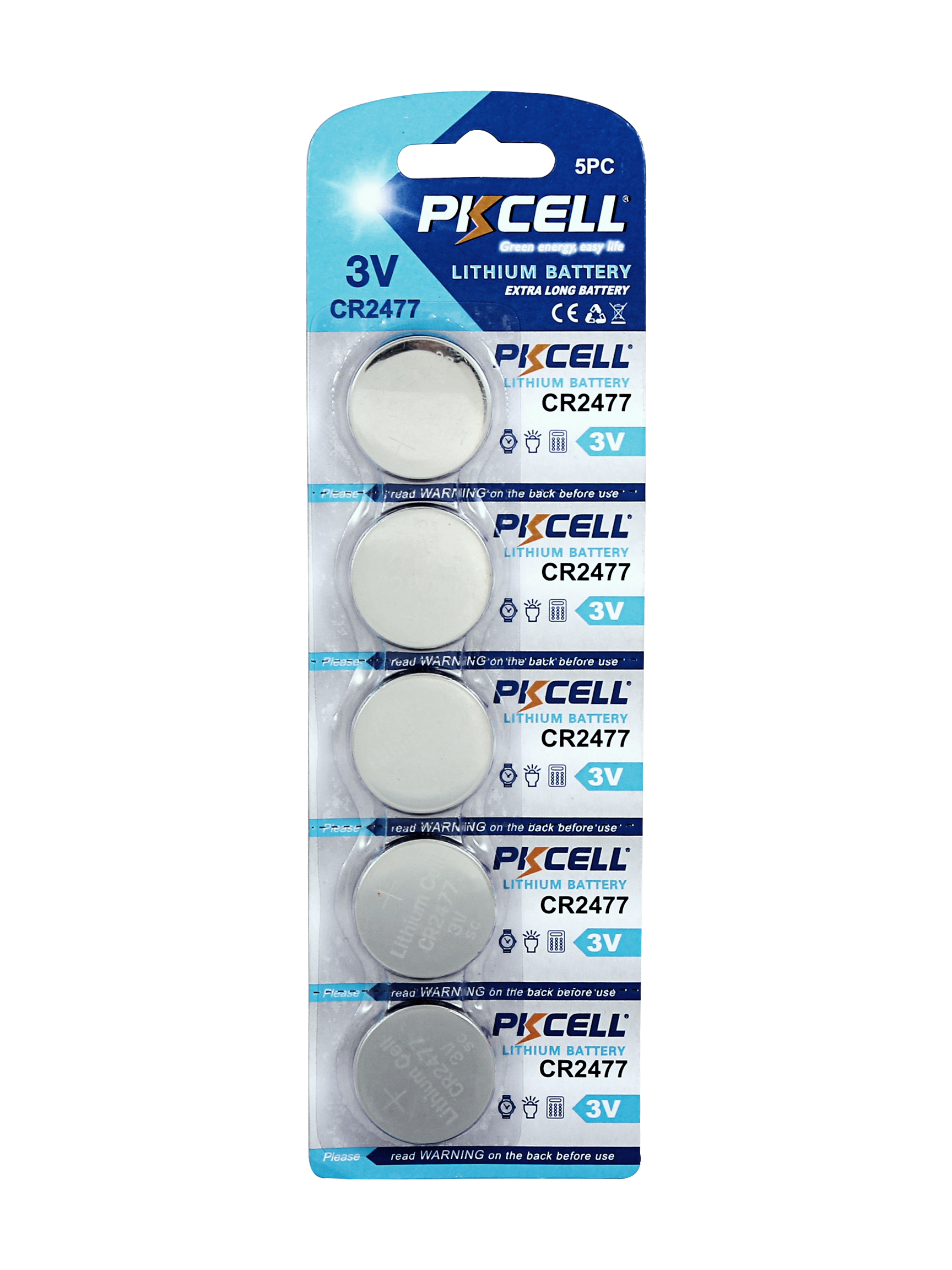 Set baterii CR2477 3V PKCELL – 5 bucăți, litiu, durată mare de viață
