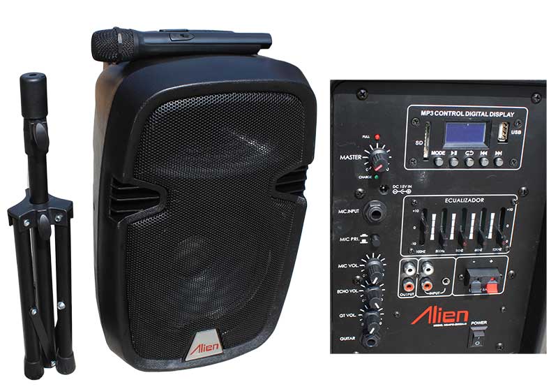 Incintă Activă 10 inch ABS 2110DA-R USB/SD/FM/BT/ACCU Alien – Sistem Audio Portabil cu Acumulator și Conectivitate Completă