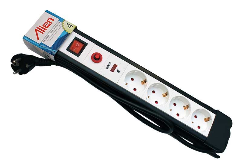 Prelungitor cu Protecție la Supratensiune 4 Cai 3m Alien – Siguranță Totală pentru Echipamente Sensibile