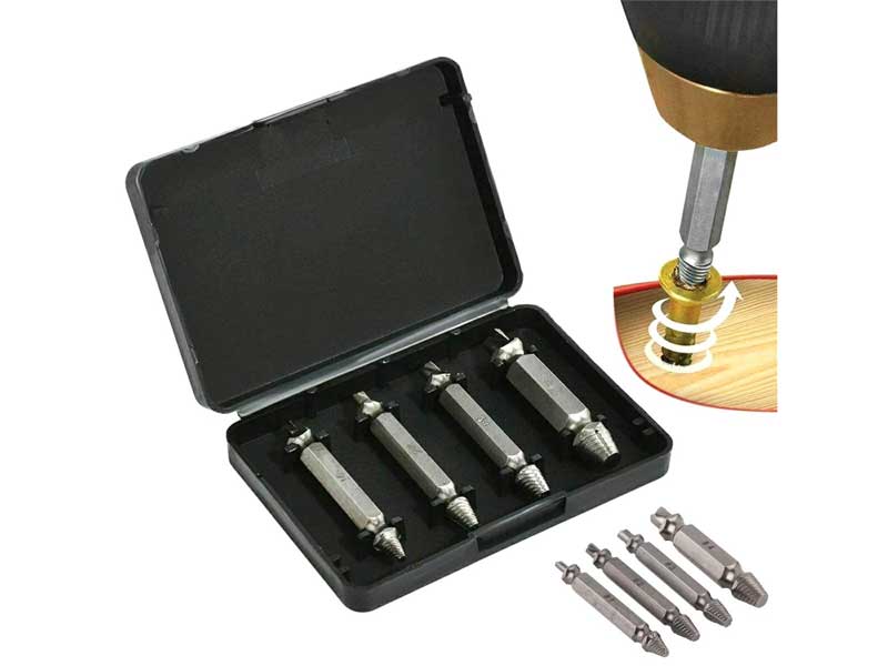 Set extractoare pentru șuruburi deteriorate, 4 piese, oțel rezistent
