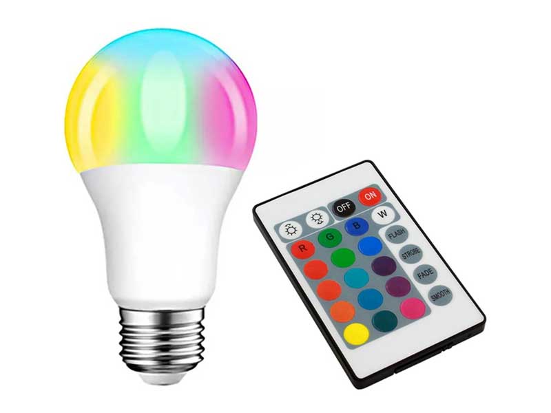 Bec LED RGB 9W, E27, Cu Telecomandă, 16 Culori, Moduri Luminoase