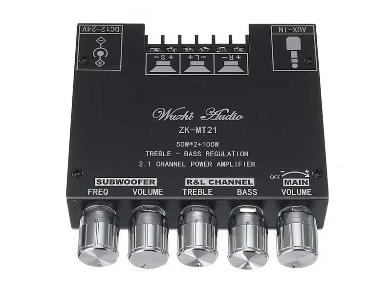 Amplificator Audio 2.1 2×50W + 100W cu Bluetooth 5.0