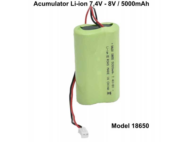 Grup acumulatori Li-Ion 7.4–8V 5000mAh – 2x18650 pentru dispozitive portabile