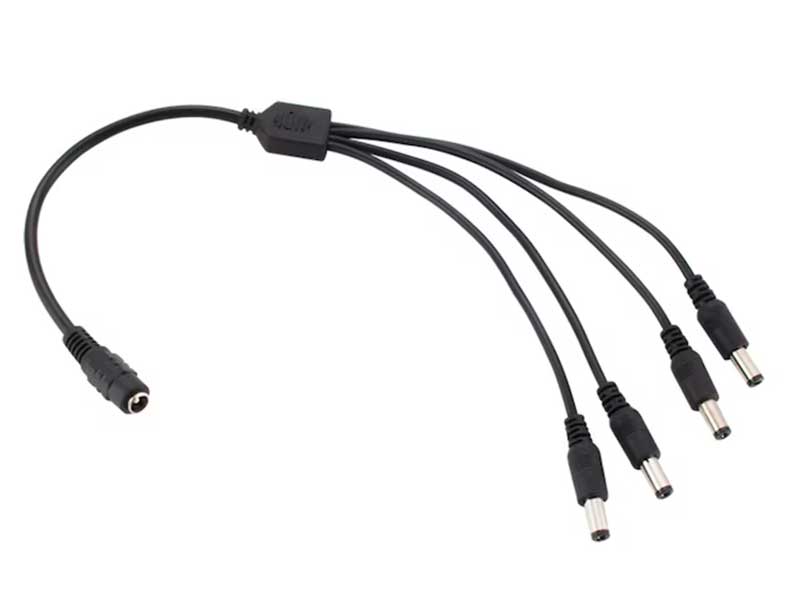 Cablu alimentare DC 2.1mm mamă la 4× DC tată – Distribuție alimentare pentru 4 dispozitive