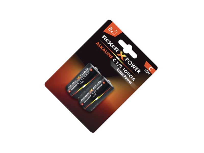 Set 2 baterii R14 alcaline Rexer – C 1.5V, performanță fiabilă