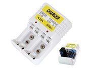 Încărcător acumulatori R3, R6 și 9V, universal 100–240V, pentru AA/AAA/9V