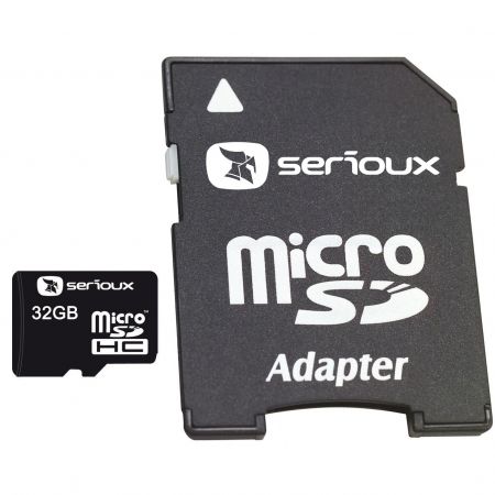Card MicroSDHC 32GB Serioux cu adaptor SD, viteză stabilă și compatibilitate universală