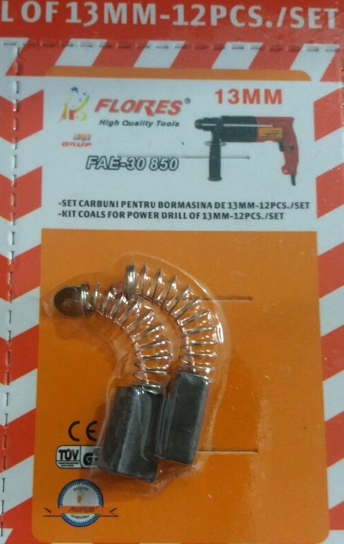 Set Cărbuni pentru Bormașină 13MM – 12 Bucăți, Durată Lungă de Viață