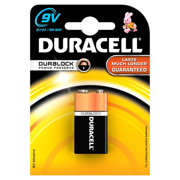 Baterie 9V Duracell Basic – Alcalină, fiabilitate ridicată