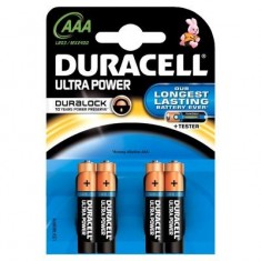 Set 4 baterii R3 Duracell Ultra Power – AAA 1.5V, performanță ridicată