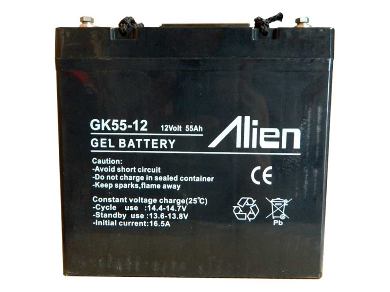 Acumulator GEL 12V – 55Ah – Alien – baterie solară ciclică, tehnologie gel silicat, durată de viață extinsă