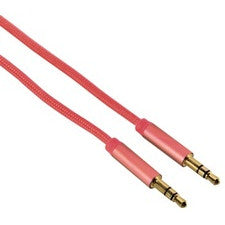 Cablu jack 3.5mm tată – jack 3.5mm tată plat flexibil 1.5m roșu, mufe metalice