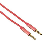 Cablu jack 3.5mm tată – jack 3.5mm tată plat flexibil 1.5m roșu, mufe metalice