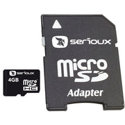 Card MicroSDHC 4GB Serioux cu adaptor SD, stocare fiabilă pentru dispozitive mobile