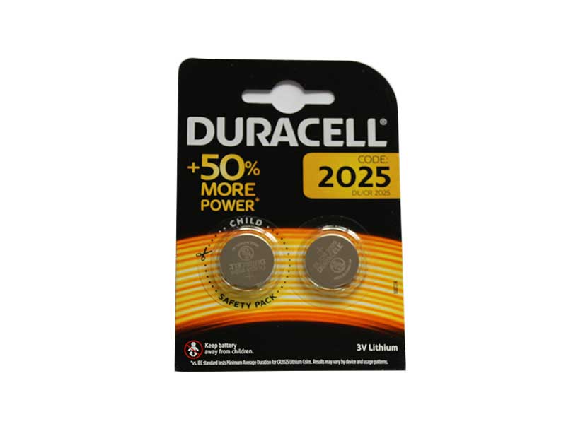 Baterie 3V CR2025 Duracell – Set 2 bucăți, litiu pentru telecomenzi și electronice mici