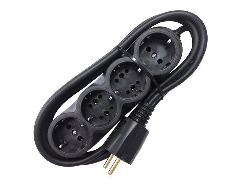 Prelungitor Cauciucat Bachelită 4 Cai 2m 3x1.5mm² Negru – Compact, Robust și Sigur