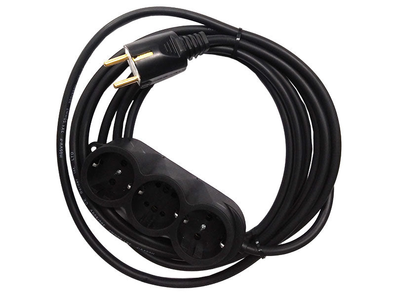 Prelungitor Cauciucat Bachelită 4 Cai 10m 3x1.5mm² Negru – Robust, Flexibil și Ideal pentru Utilizare Intensivă