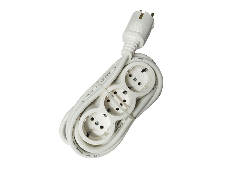 Prelungitor Cauciucat Bachelită 3 Cai 2m 3x1.5mm² Alb – Robust, Sigur și Flexibil