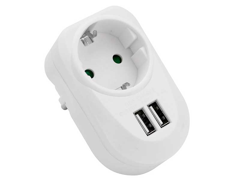 Adaptor priză Schuko cu 2x USB 3.4A Alien – încărcare rapidă și protecție copii