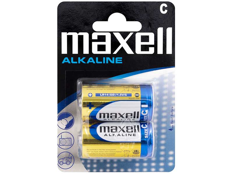 Set 2 baterii R14 alcaline Maxell – C 1.5V, fiabile și durabile