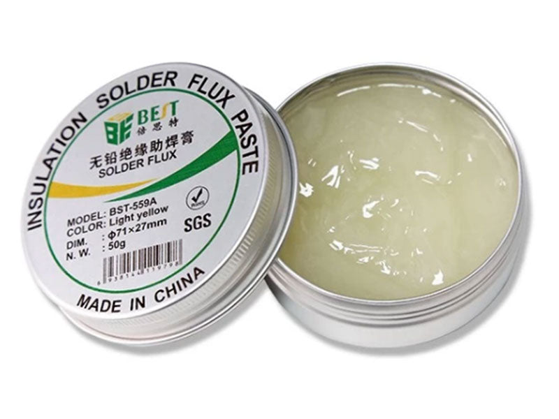 Flux SMD BST-559A – Pastă de Lipit Fără Plumb, 50g (SMD, PCB, BGA, Reparații Electronice)