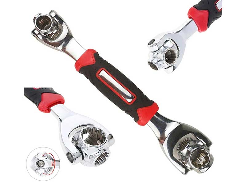 Cheie rotativă multifuncțională 8–19 mm, capete pivotante 360°, reglare automată