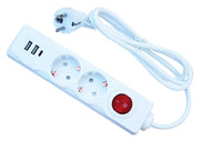 Prelungitor 2 Cai cu USB + Tip C 1.5m – Multifuncțional pentru Încărcare Rapidă