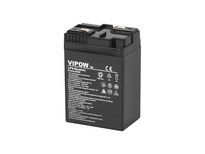 Acumulator plumb-acid 6V – 4Ah – VRLA AGM sigilat – Vipow BAT-LEAD-07 pentru echipamente electrice și sisteme backup