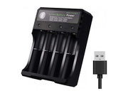 Încărcător 4 acumulatori Li-Ion 18650 USB, protecție supratensiune și LED