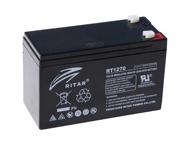 Acumulator plumb-acid 12V – 7Ah – Ritar – baterie sigilată SLA VRLA, întreținere zero, pentru UPS și sisteme de alarmă