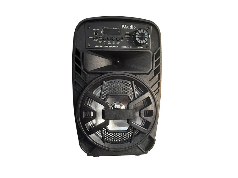 Incintă Activă 8 inch ABS USB/SD/FM/BT/ACCU PAudio – Boxă Portabilă cu Acumulator, LED-uri și Microfon