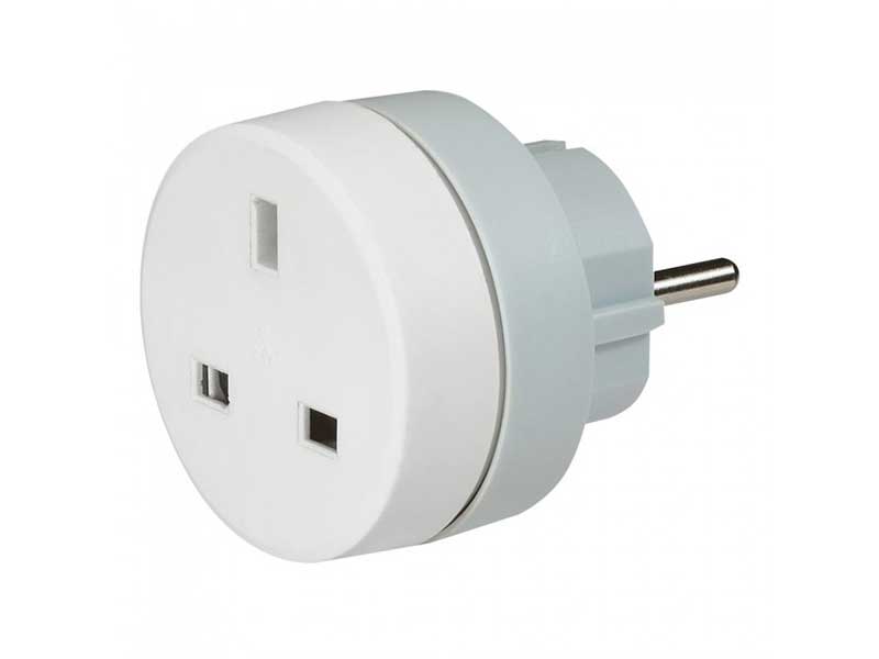 Adaptor stecher UK → RO alb HQ – convertor priză UK la Schuko