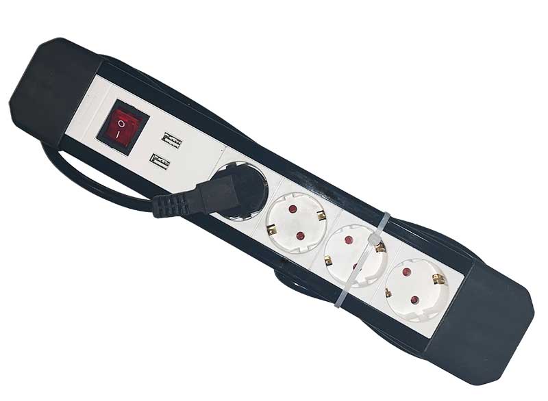 Prelungitor 4 Cai 5m 3x1.5mm² cu Întrerupător și USB HQ Alien – Premium pentru Echipamente și Dispozitive Mobile