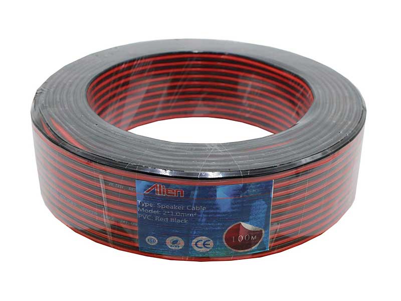 Cablu Difuzor Roșu/Negru 2x1mm² – Rola 100m, Cablu Audio pentru Sisteme de Sonorizare
