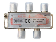 Splitter Satelit 4 Căi 5–2450 MHz cu Power Pass, Carcasă Metalică Zincată